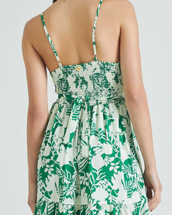Φόρεμα κρουαζέ Cento με δέσιμο Πράσινο