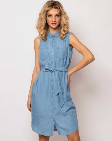 Heavy Tools denim dress with buttons Blue