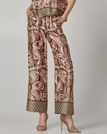 Lynne pants with lace and satin look Brown