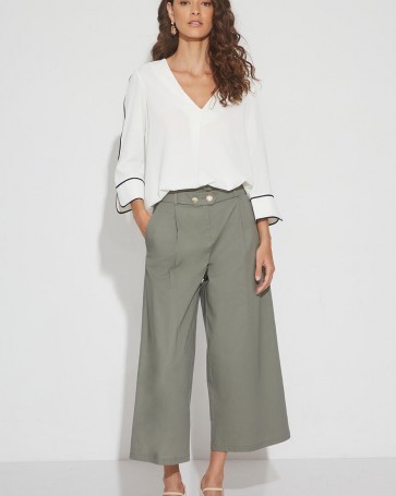 Bill Cost cropped pants with belt Khaki