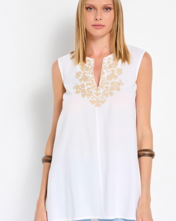 Bill Cost tunic with embroidery White