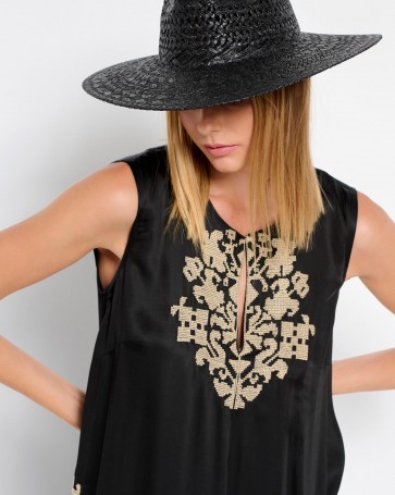 Bill Cost tunic with embroidery Black
