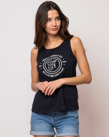 Heavy Tools sleeveless top with back straps Blue