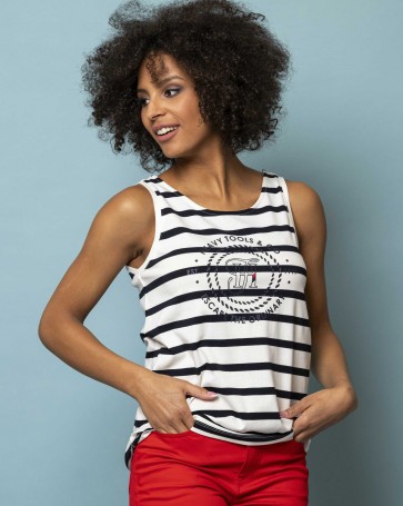 Heavy Tools sleeveless striped top with back straps White