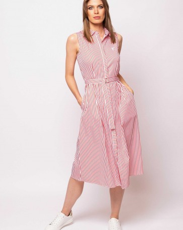 Heavy Tools sleeveless midi dress with striped pattern Red