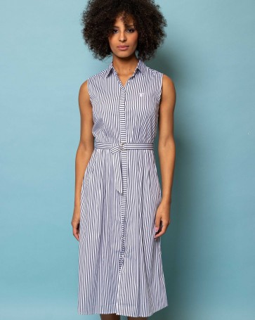 Heavy Tools sleeveless midi dress with striped pattern Blue