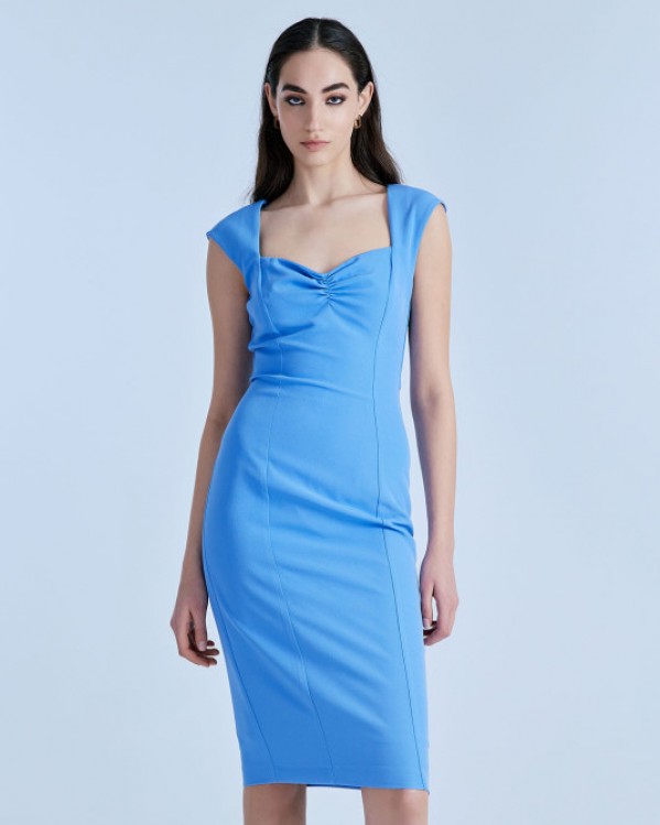 Φόρεμα Access pencil σούρα Μπλε Ρουά