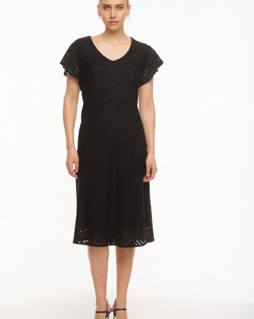 Fibes Fashion dress with perforated pattern Black
