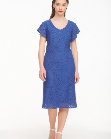 Fibes Fashion dress with perforated pattern Blue Royal