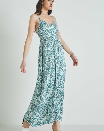 Long Cento dress with buttons Pale Green