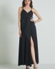 Φόρεμα σατινέ Cento με σκίσιμο Μαύρο