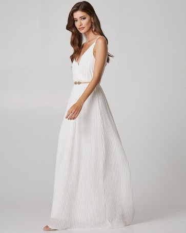 Lynne strappy pleated maxi dress Off White