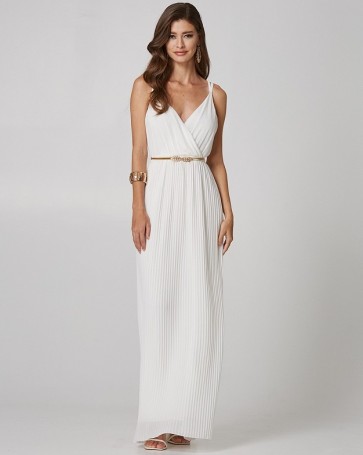 Lynne strappy pleated maxi dress Off White