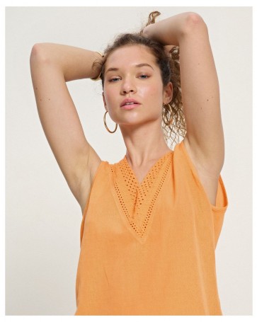 Sleeveless shirt Passager with braid Orange