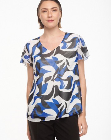 Fibes Fashion blouse with geometric patterns Blue Royal