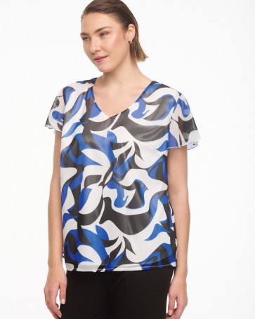 Fibes Fashion blouse with geometric patterns Blue Royal