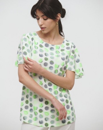 Fibes Fashion blouse with polka dots pattern Yellow