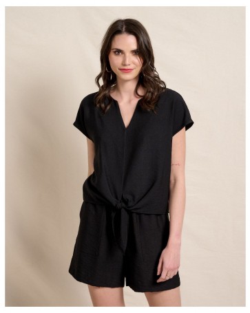 Passager viscose blouse with tie Black