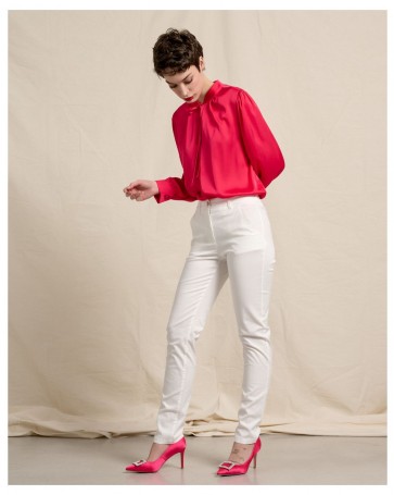 Cotton Passager trousers with slanted pocket White