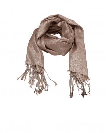 Fringed lurex scarf Brown