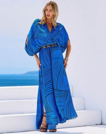Lynne printed maxi dress with ruffles Blue