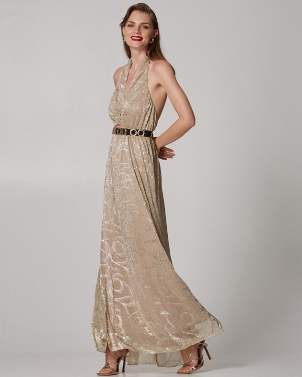 Μάξι lurex φόρεμα Lynne με μεταλλική λεπτομέρεια Χρυσό