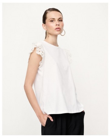 Passager blouse with embroidered sleeves White