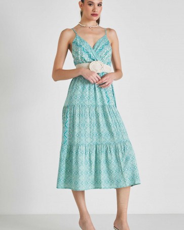 Cento printed double-breasted dress Pale Green