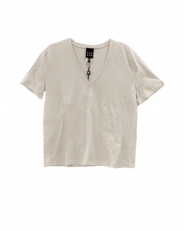Access short-sleeved V blouse Vanilia