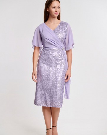 Fibes Fashion dress with sequins and muslin details Lilac