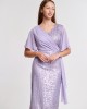 Φόρεμα Fibes Fashion με παγιέτα και μουσελίνα λεπτομέρειες Λιλά
