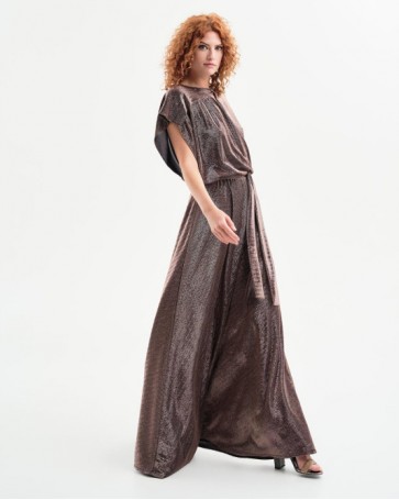 Access shiny dress with slits Bronze 