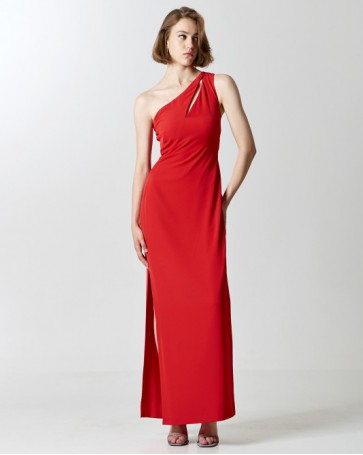 Access long dress with open neckline Red