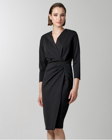 Access midi dress with pleats Black