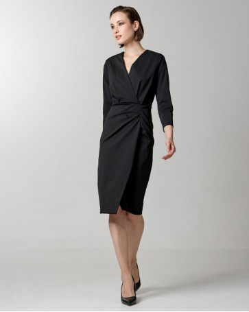 Access midi dress with pleats Black