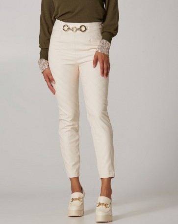 Lynne quilted pants with leather look Off White
