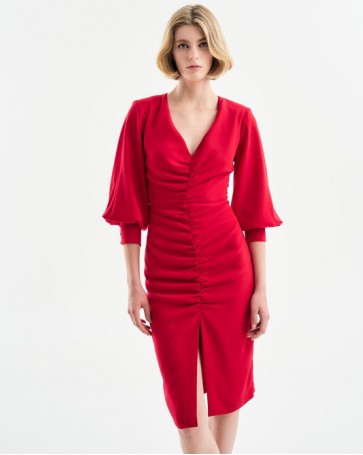 Access midi dress with laces Red