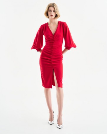 Access midi dress with laces Red