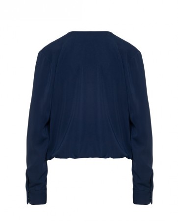 Access blouse with frill sleeves Blue