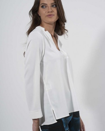 Maki Philosophy blouse with mao collar Off White