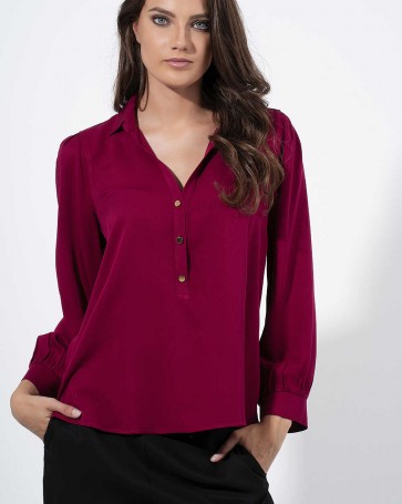 VE Maki Philosophy shirt with gold buttons Magenta