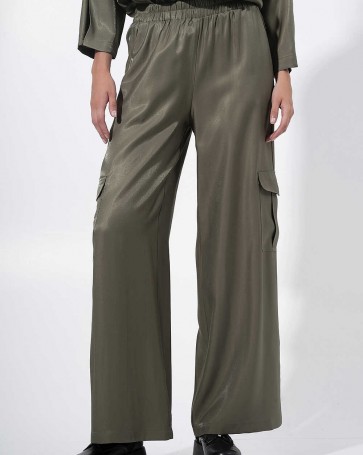 Maki Philosophy pants with elastic waist and pockets Khaki 
