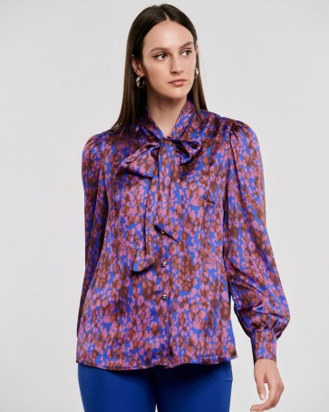 Fibes Fashion printed shirt with satin look Purple