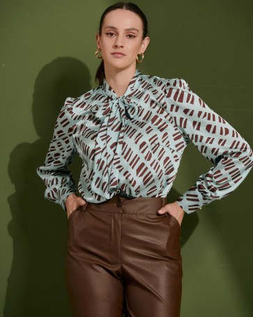 Fibes Fashion shirt with geometric designs Mint