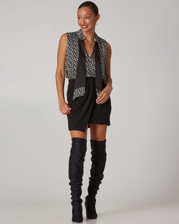 Lynne sleeveless top with scarf Black