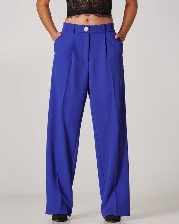 Lynne straight high waist pants Purple-Blue