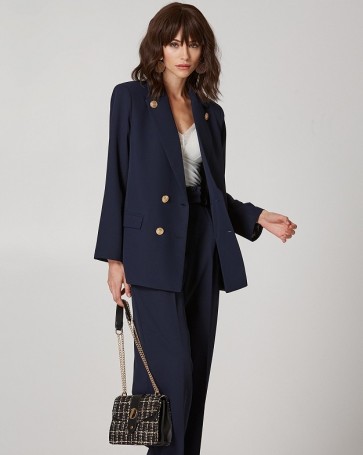 Lynne long double breasted jacket Navy Blue