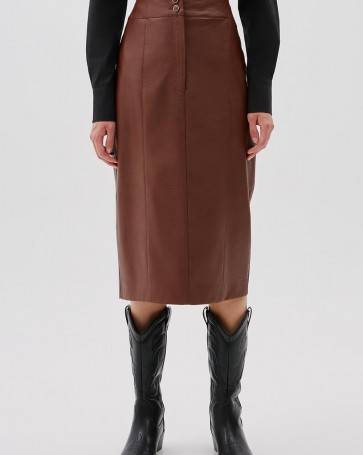 Bill Cost leatherette midi skirt Brown
