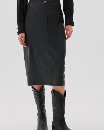 Bill Cost leatherette midi skirt Black