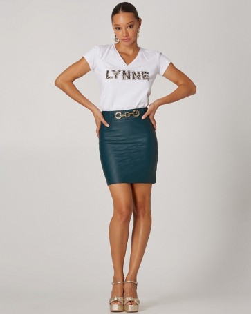 Lynne leather look quilted mini skirt Petrol